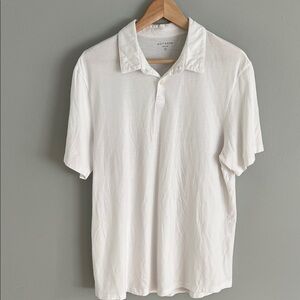 MOTT & BOW Men’s Pima Cotton White Polo Shirt for Men Size Large